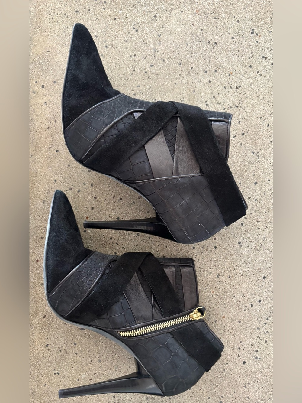 Narciso Rodriguez High Heel Suede and Leather Ankle Booties